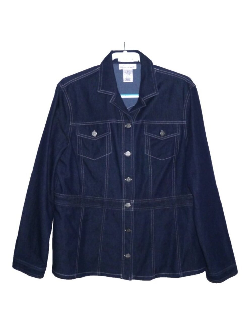Evan Picone blue jean shirt jacket shacket stretch fabric Women's size XL